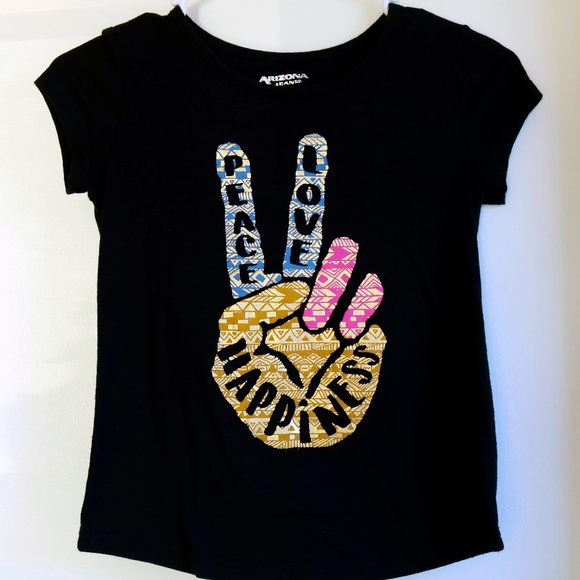 Girls Arizona Short Sleeve V Neck T-Shirt Top NWT Black Size 10//12